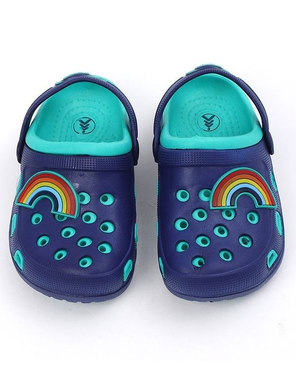 Pine Kids Clogs with Backstrap Rainbow Patch - Blue Green