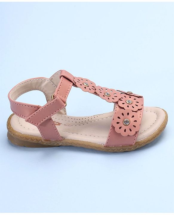 Pine Kids Laser Cut Flowers Sandals - Rose Gold