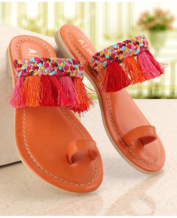 Pine Kids Ethnic Wear Chappal Fringe Detailing  - Navy Blue