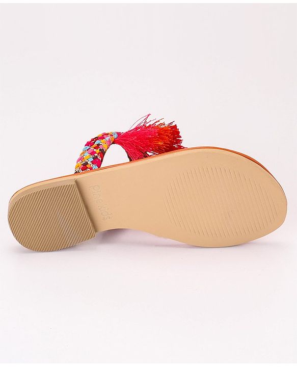 Pine Kids Ethnic Wear Chappal Fringe Detailing  - Navy Blue