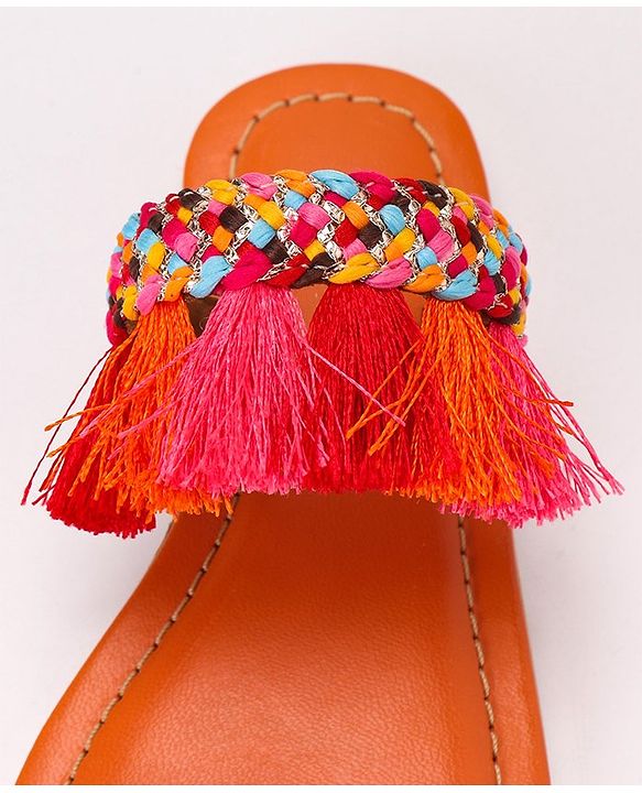 Pine Kids Ethnic Wear Chappal Fringe Detailing  - Navy Blue