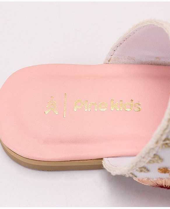 Pine Kids Ethnic Wear Chappal Floral Embroidery  - Pink