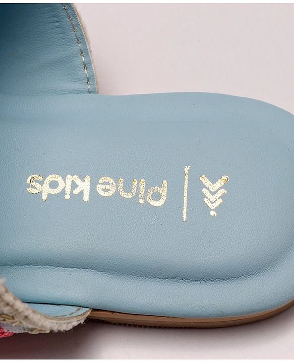Pine Kids Ethnic Wear Chappal Floral Embroidery  - Sky Blue