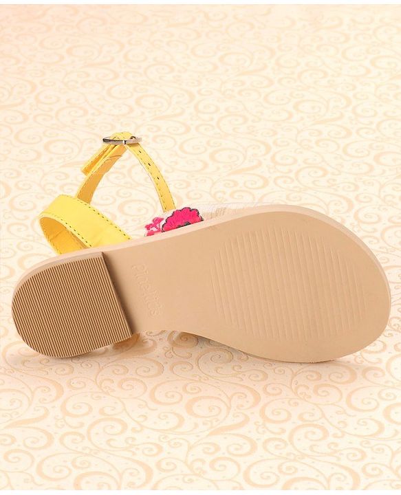 Pine Kids Ethnic Wear Sandals Floral Embroidery - Yellow