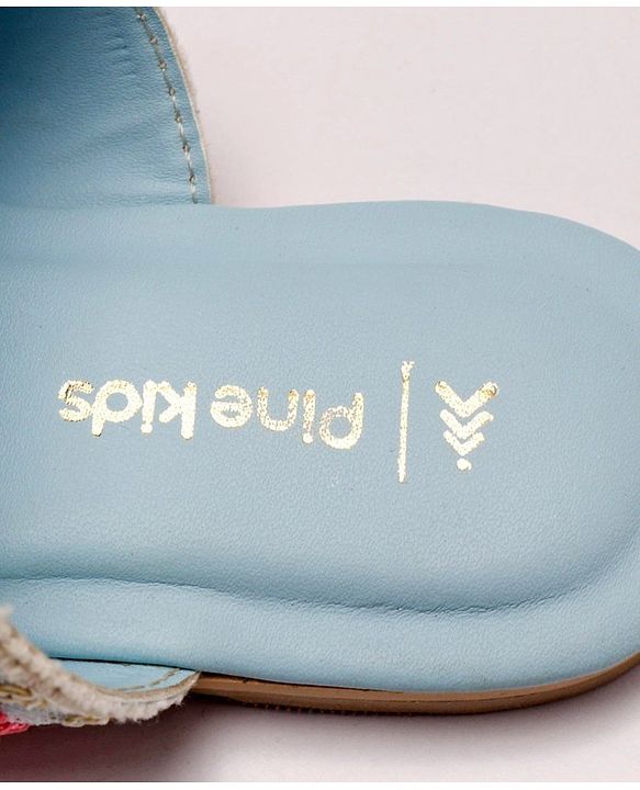 Pine Kids Ethnic Chappals Floral Embroidery - Blue