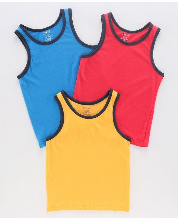 Pine Kids Sleeveless Anti Microbial and Biowash Vest Pack of 3 - Yellow