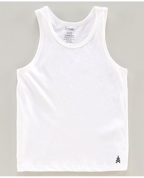 Pine Kids Sleeveless Anti microbial & Biowash Vests Pack of 3 - Red Navy Blue White