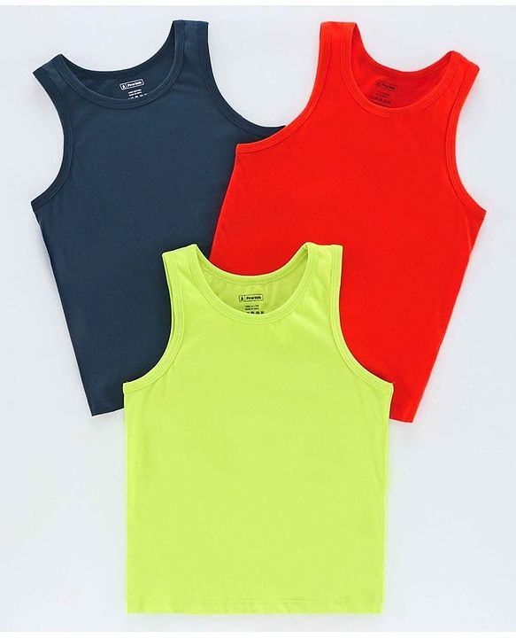 Pine Kids Sleeveless Anti Microbial and Biowash Vest Pack of 3 - Orange