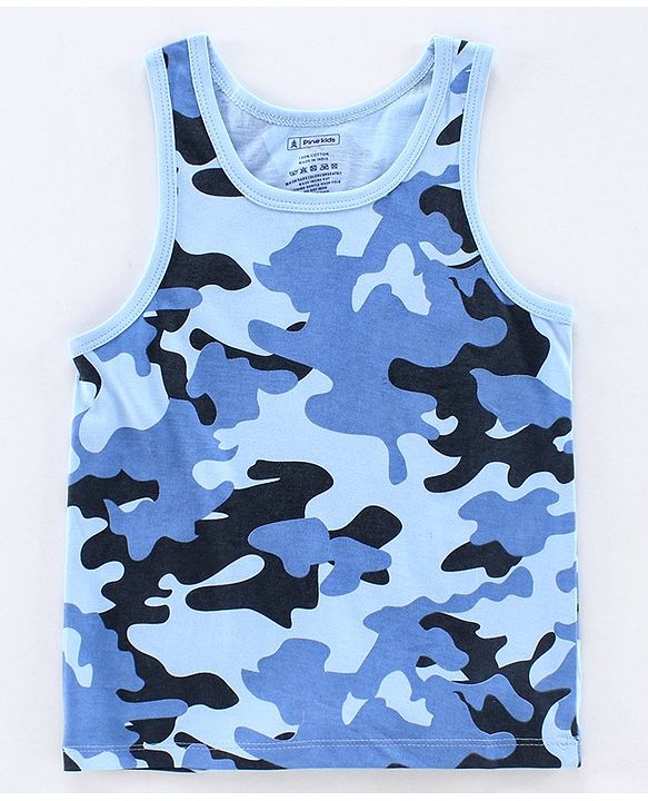 Pine Kids Sleeveless Anti microbial & Bio Wash Vest Pack of 2 - Green Blue