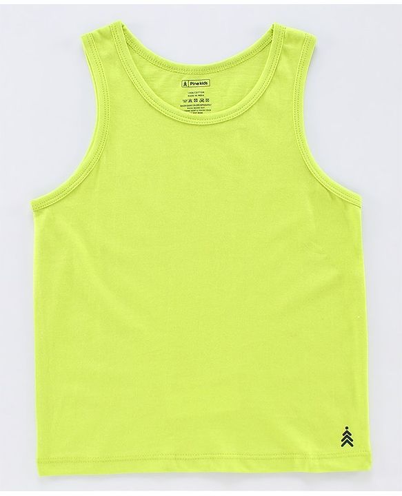 Pine Kids Sleeveless Anti microbial & Bio Wash Vest Pack of 2 - Green Blue