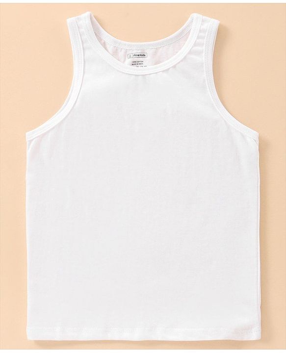 Pine Kids 100% Cotton Sleeveless Biowashed & Antimicrobial Vests Pack of 2 - Multicolor