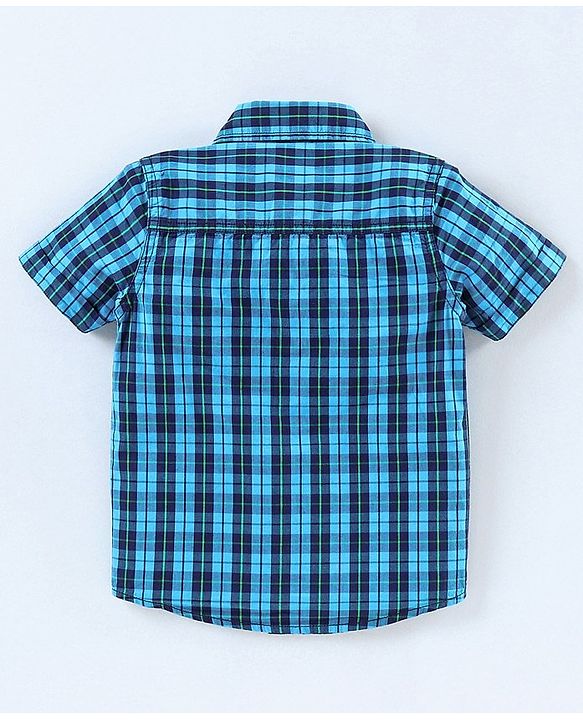 Babyhug Half Sleeves Check Shirt - Blue