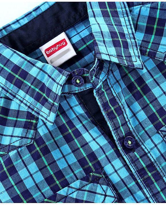 Babyhug Half Sleeves Check Shirt - Blue