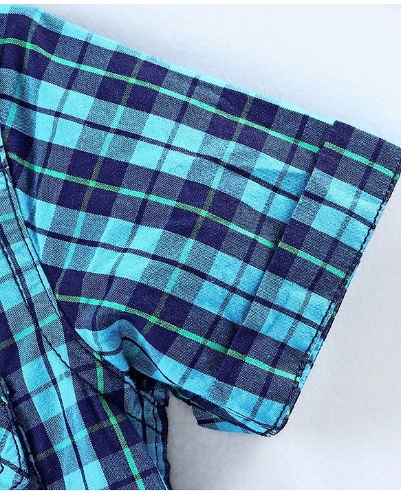 Babyhug Half Sleeves Check Shirt - Blue