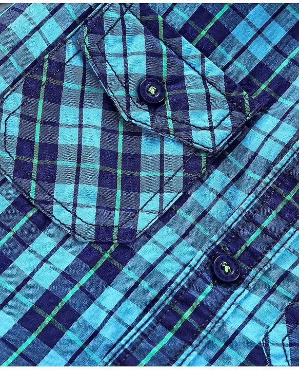 Babyhug Half Sleeves Check Shirt - Blue