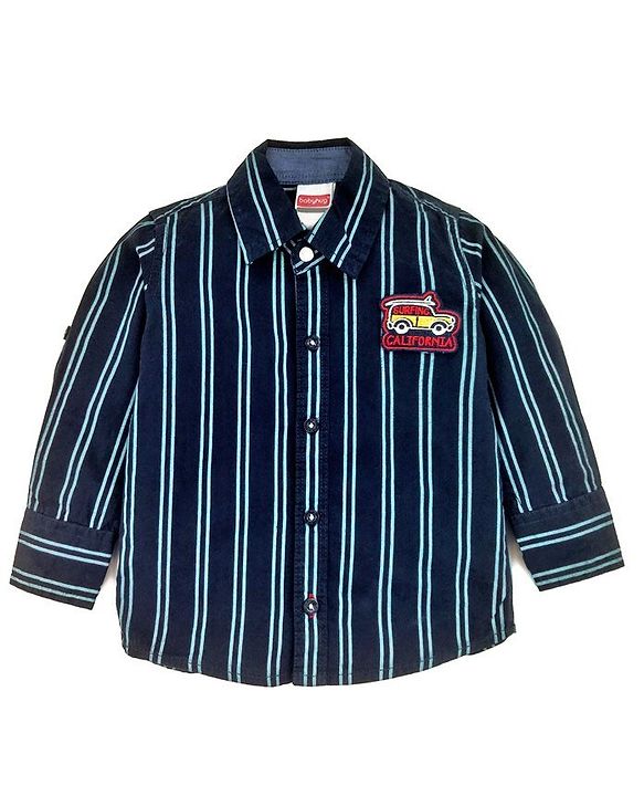 Babyhug Full Sleeves Shirt Striped - Navy
