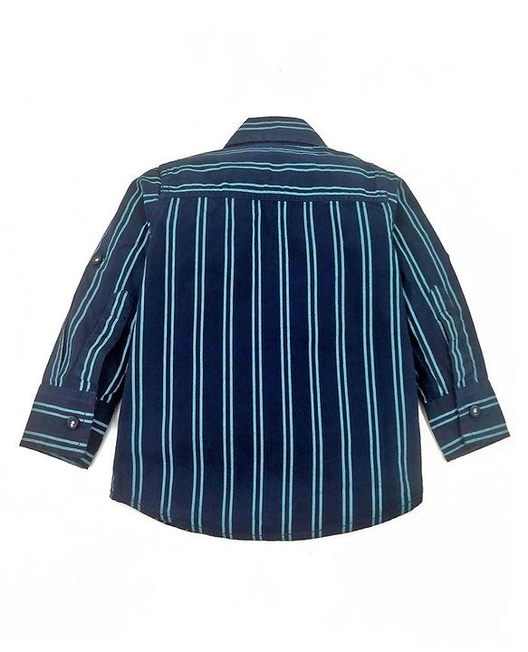 Babyhug Full Sleeves Shirt Striped - Navy