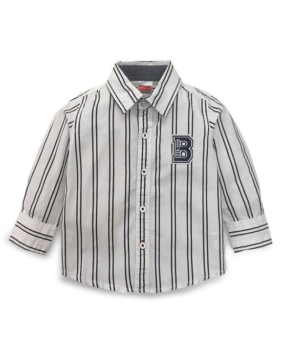 Babyhug Full Sleeves T-shirt Striped - White