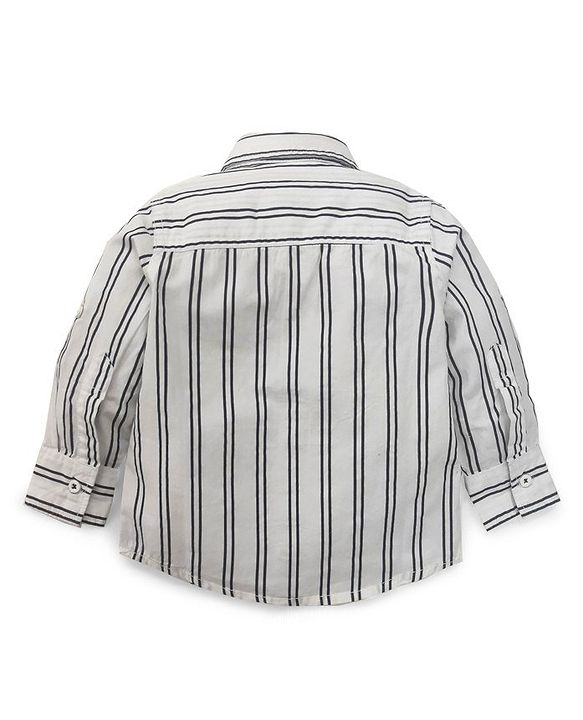 Babyhug Full Sleeves T-shirt Striped - White