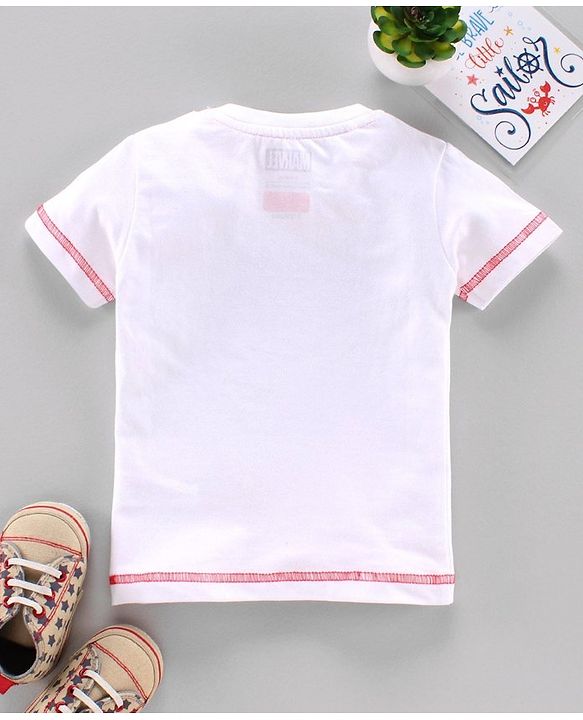 Babyhug Half Sleeves Biowashed T-shirt Marvel Print - White