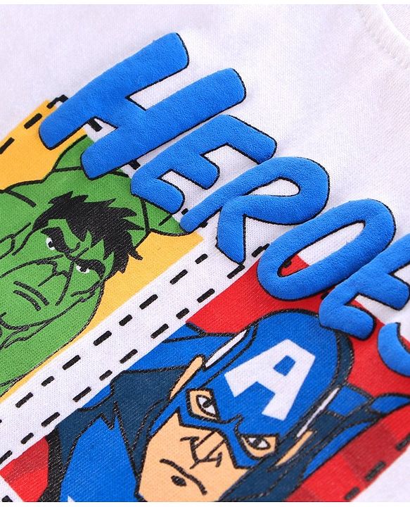 Babyhug Half Sleeves Biowashed T-shirt Marvel Print - White