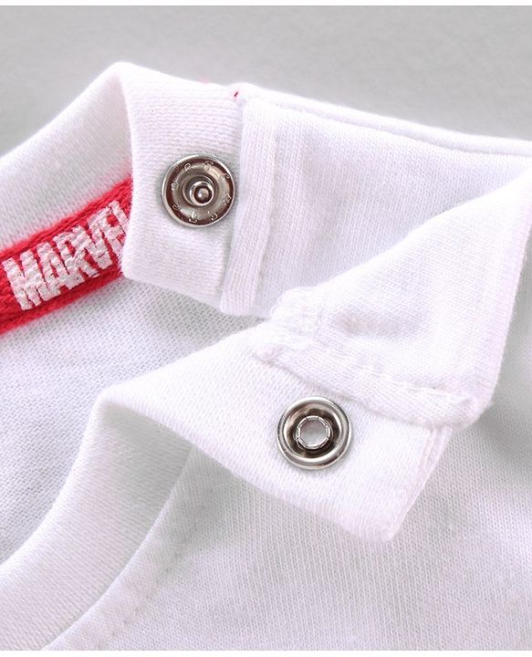 Babyhug Half Sleeves Biowashed T-shirt Marvel Print - White