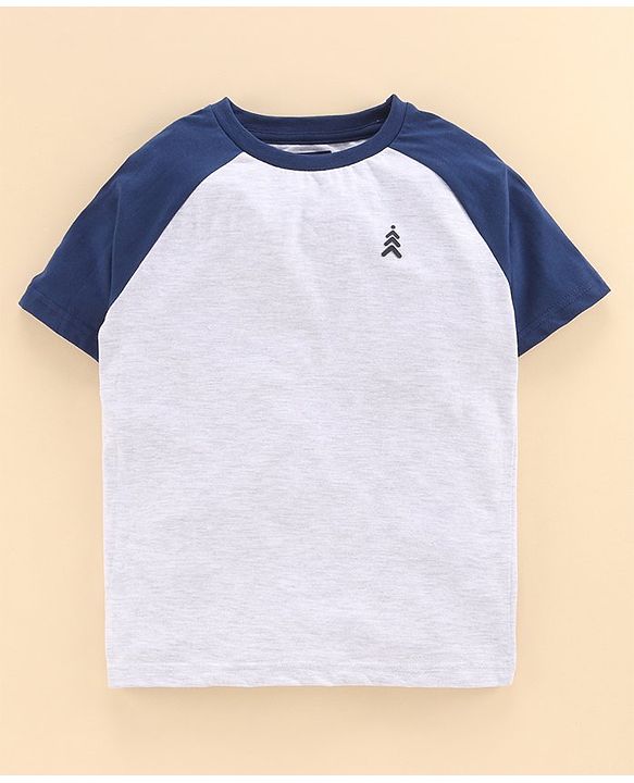Pine Kids Raglan Sleeves Bio Wash Tee - Blue