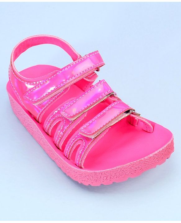 Pine Kids Party Wear Sandals With Velcro Closure - Pink