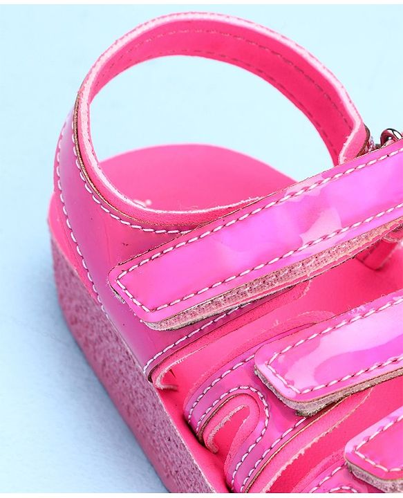 Pine Kids Party Wear Sandals With Velcro Closure - Pink