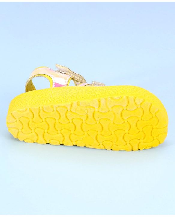 Pine Kids Party Wear Sandals With Velcro Closure - Yellow