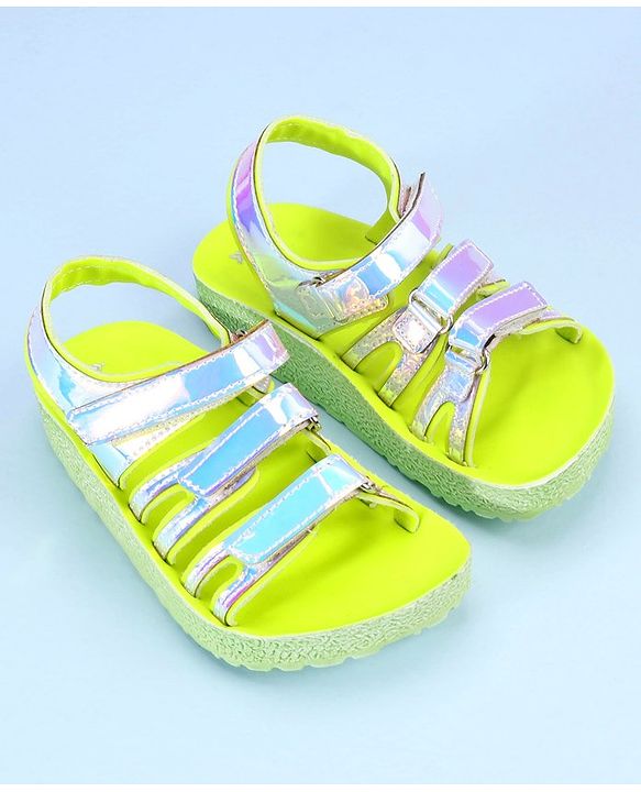 Pine Kids Party Wear Sandals With Velcro Closure - Pink