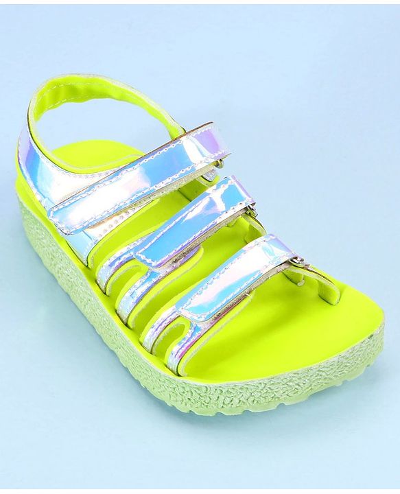 Pine Kids Party Wear Sandals With Velcro Closure - Pink