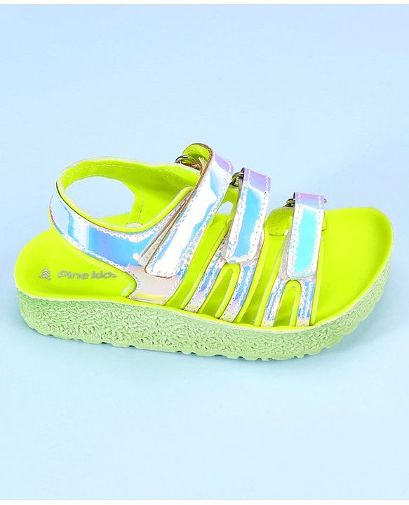 Pine Kids Party Wear Sandals With Velcro Closure - Pink