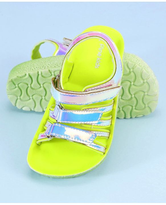 Pine Kids Party Wear Sandals With Velcro Closure - Pink