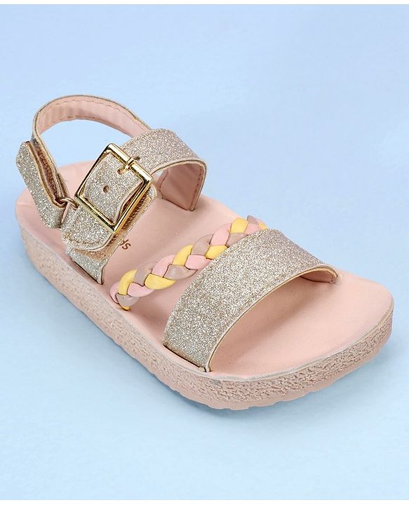 Pine Kids  Party Wear Sandals With Dual Velcro Closure - Cream