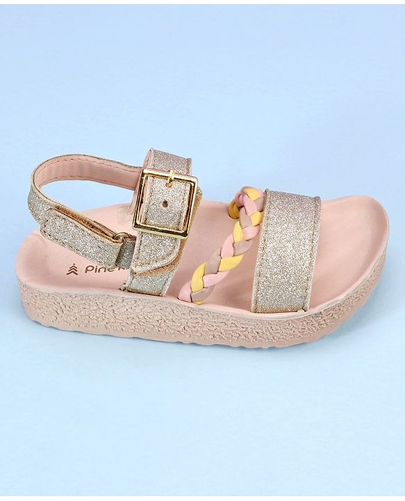 Pine Kids  Party Wear Sandals With Dual Velcro Closure - Cream