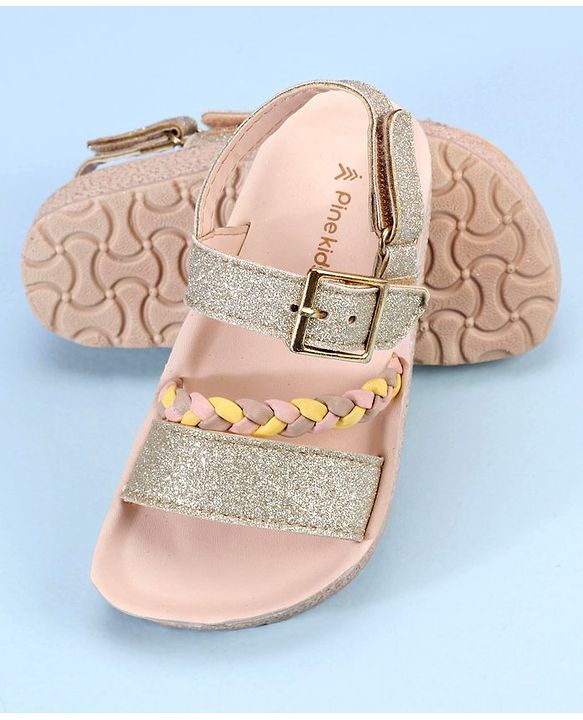 Pine Kids  Party Wear Sandals With Dual Velcro Closure - Cream