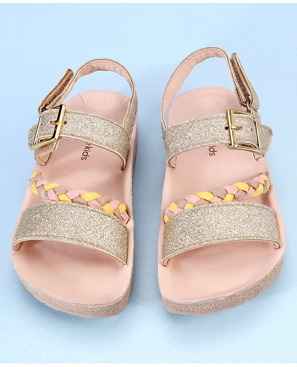 Pine Kids  Party Wear Sandals With Dual Velcro Closure - Cream
