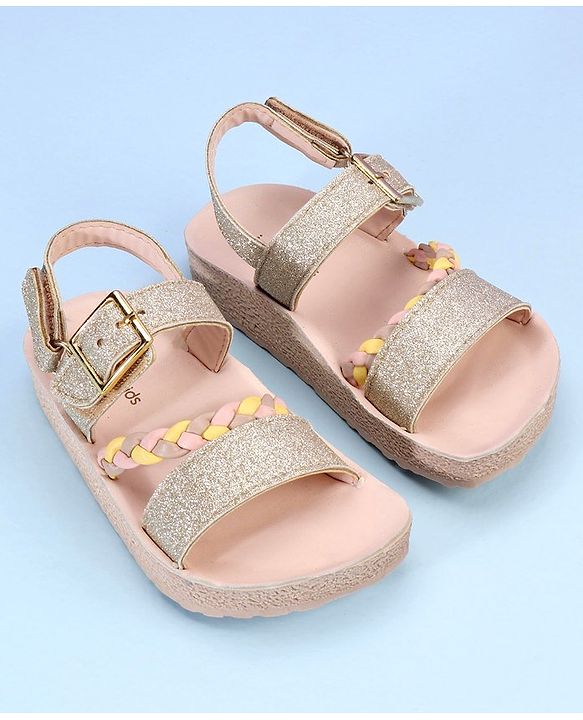 Pine Kids  Party Wear Sandals With Dual Velcro Closure - Cream