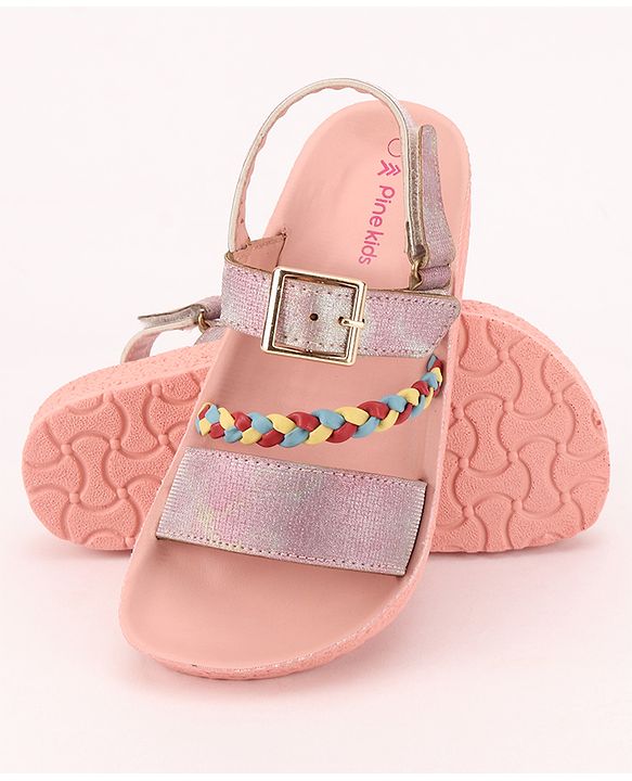 Pine Kids  Party Wear Sandals With Dual Velcro Closure - Cream