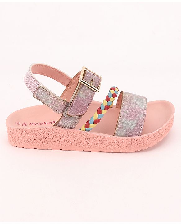 Pine Kids  Party Wear Sandals With Dual Velcro Closure - Cream