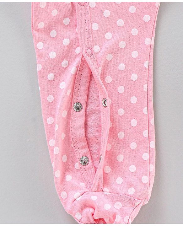 Babyhug Full Sleeves Sleep Suit Minnie Mouse Patch - Pink