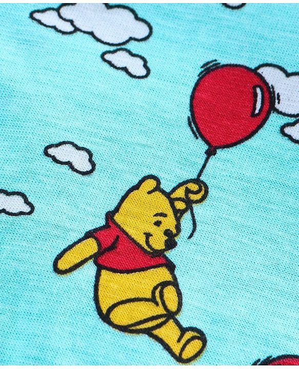 Babyhug Full Sleeves Foooted Sleepsuit Winnie The Pooh Print - Blue