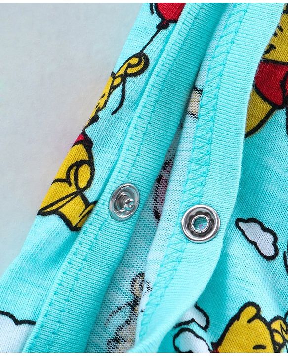 Babyhug Full Sleeves Foooted Sleepsuit Winnie The Pooh Print - Blue