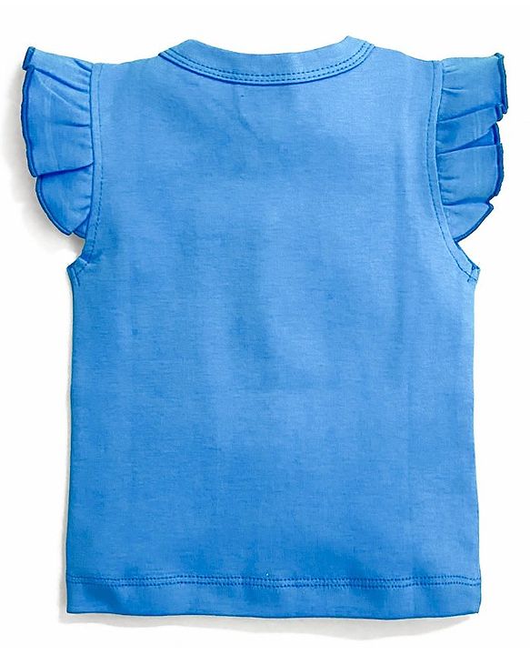 Babyhug 100% Cotton Flutter Sleeves Vest Giraffe Print - Blue