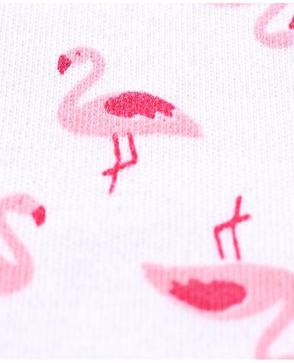 Babyhug 100%Cotton Short Sleeves Vest Flamingo Print - White Pink