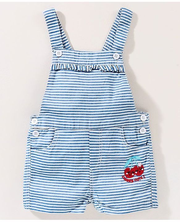 Babyhug Dungaree With Half Sleeves Inner Tee - Red & Blue