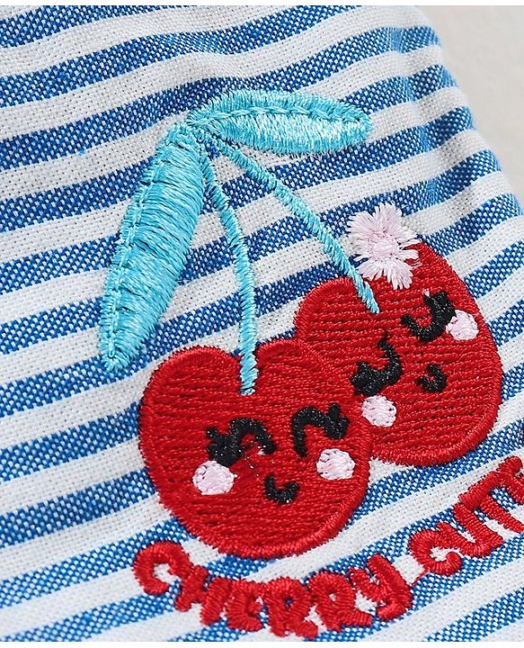 Babyhug Dungaree With Half Sleeves Inner Tee - Red & Blue