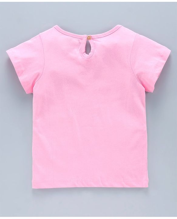 Pine Kids Half Sleeves Biowash Printed Top - Pink