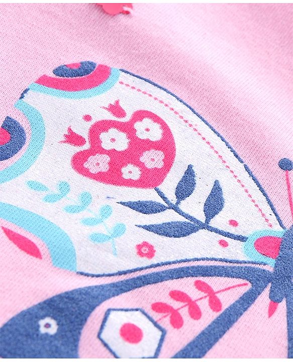 Pine Kids Half Sleeves Biowash Printed Top - Pink